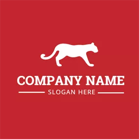 美洲狮 Logo Red and White Cougar logo design