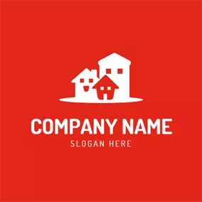 Decorate Logo Red and White Cute House logo design