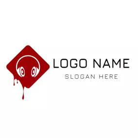 血のロゴ Red and White Earphone logo design