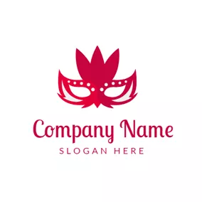Combination Logo Red and White Feather Mask logo design