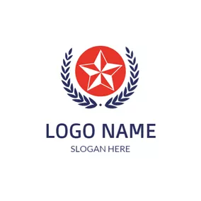 政治　ロゴ Red and White Five Pointed Star logo design