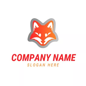 Gray Logo Red and White Fox Head logo design