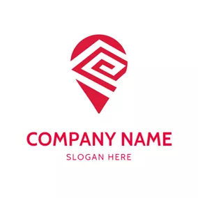 Logotipo De Dirección Red and White Map Pin logo design
