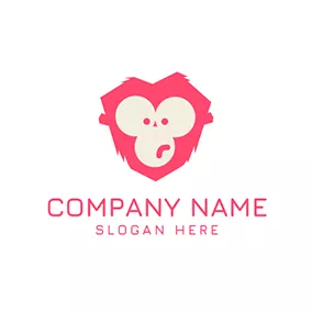 Face Logo Red and White Monkey Face logo design