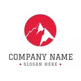 Abenteurer Logo Red and White Mountain Peak logo design