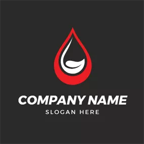 オイル　ロゴ Red and White Oil Drop logo design
