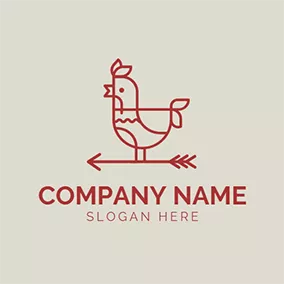 鸡Logo Red and White Rooster Chicken logo design