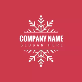 Holiday Logo Red and White Snowflake logo design
