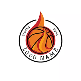Element Logo Red and Yellow Basketball Badge logo design
