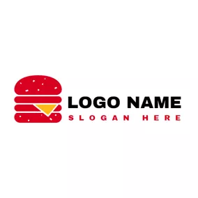 ファーストフードロゴ Red and Yellow Burger logo design