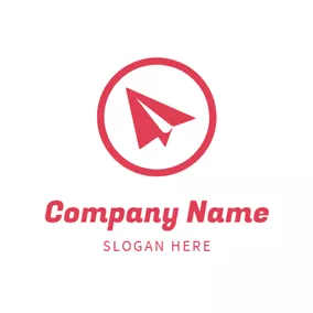 飛機 Logo Red Annuli and Paper Plane logo design
