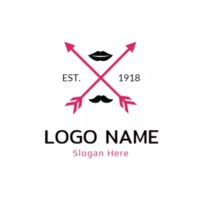 Social Distancing Logo Red Arrow and Black Lip logo design