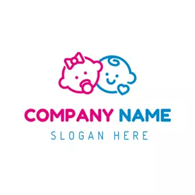 Infant Logo Red Baby Girl and Blue Baby Boy logo design