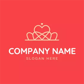 Throne Logo Red Background and Simple Line Crown logo design