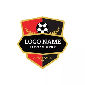 運動俱樂部 Logo Red Badge and Black Football logo design