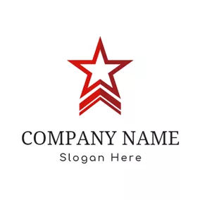 Combination Logo Red Banner and Star logo design