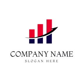 Finance & Insurance Logo Red Bar Chart and Accounting logo design
