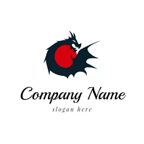 龍Logo Red Bead and Black Dragon logo design