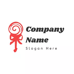 Confectionary Logo Red Bowknot and Lollipop logo design