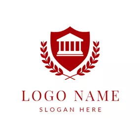 法律 Logo Red Branch and Court Badge logo design