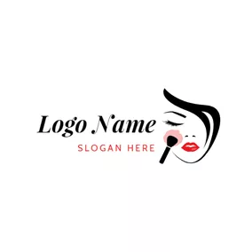 Make-up-Artist Logo Red Brush and Make Up logo design