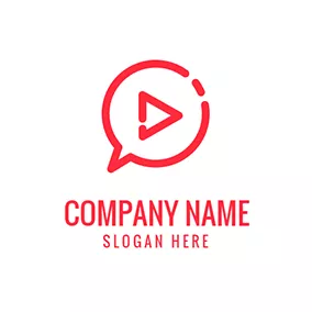 Social Media Logo Red Bubble and Play Button logo design