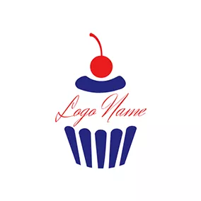 フルーツロゴ Red Cherry and Abstract Cupcake logo design