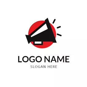 Announce Logo Red Circle and Black Speaker logo design