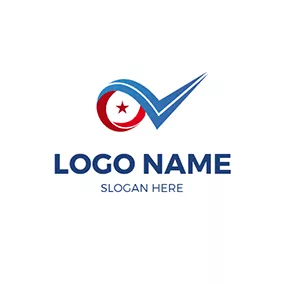 Logótipo V Red Circle and Blue Letter V logo design