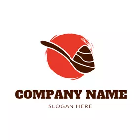 Condiment Logo Red Circle and Brown Spice logo design