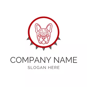 動物のロゴ Red Circle and Bulldog Head Icon logo design