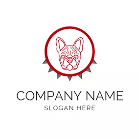 Fat Logo Red Circle and Bulldog Head Icon logo design