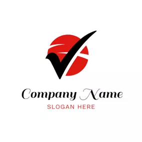 Complete Logo Red Circle and Check Symbol logo design