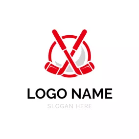 Logótipo Hóquei Red Circle and Cross Hockey logo design
