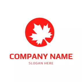 Map Logo Red Circle and Maple Leaf logo design