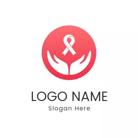 Ribbon Logo Red Circle and Opened Hand logo design