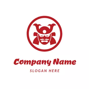 Samurai Logo Red Circle and Samurai Head logo design