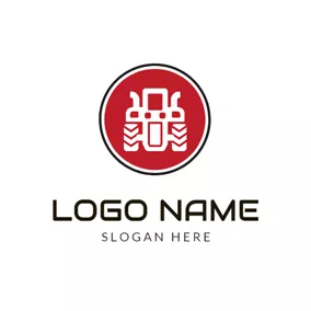 Heavy Logo Red Circle and Tractor Icon logo design