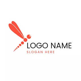 Creativity Logo Red Circle and Unique Dragonfly logo design