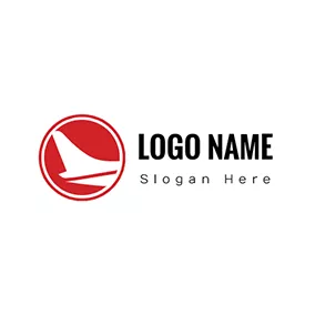 ミニマルなロゴ Red Circle and White Airplane logo design