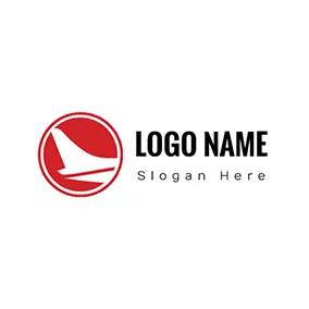 Air Logo Red Circle and White Airplane logo design