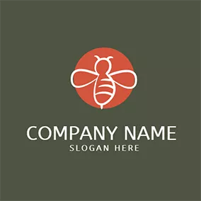 Insect Logo Red Circle and White Bee logo design