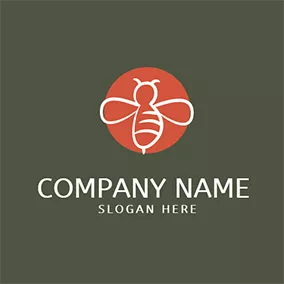 Logotipo De Abeja Red Circle and White Bee logo design