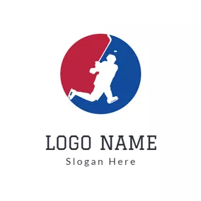 Logótipo Hóquei Red Circle and White Hockey Player logo design