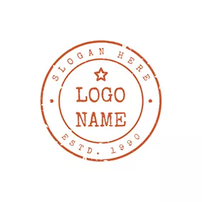 スタンプロゴ Red Circle Postmark logo design