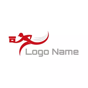 物流・運送　ロゴ Red Courier and Package logo design
