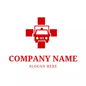 救援 Logo Red Cross and Ambulance logo design