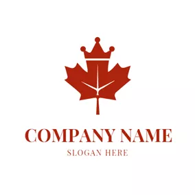 王子 Logo Red Crown and Maple Leaf logo design