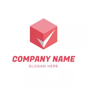 Complete Logo Red Cube and Check Symbol logo design