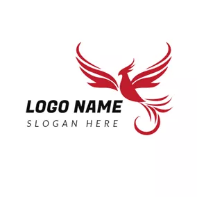 Logótipo Ave Red Curve and Flying Phoenix logo design